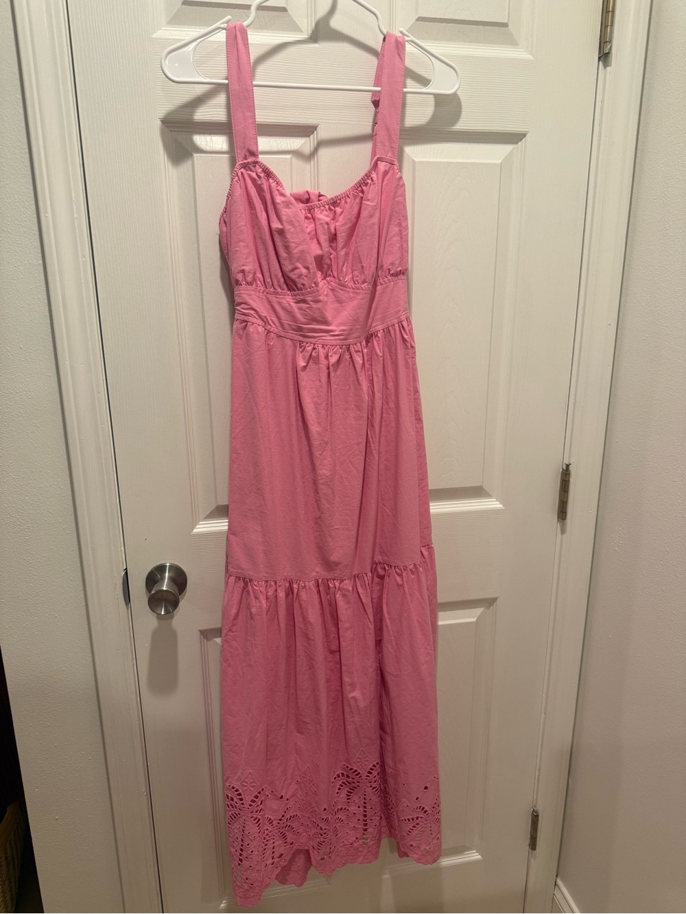 Sleeveless Pink Eyelet Maxi Dress